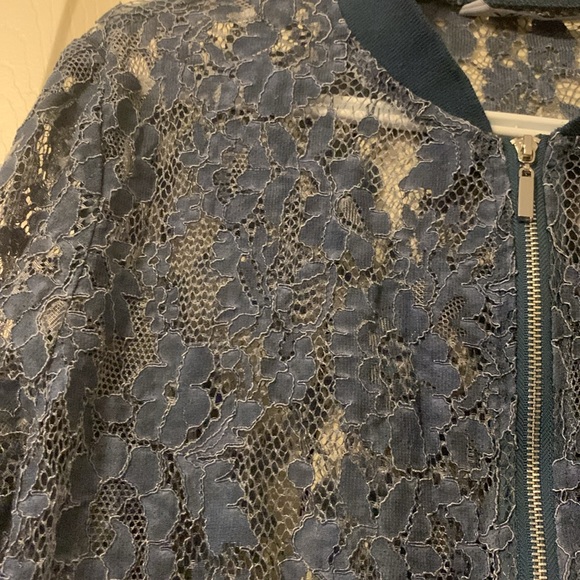 Zara Blue Lace Bomber Jacket-size L-NWOT - Picture 3 of 9
